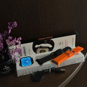high quality smartwatch with 2 different straps colors orange and black